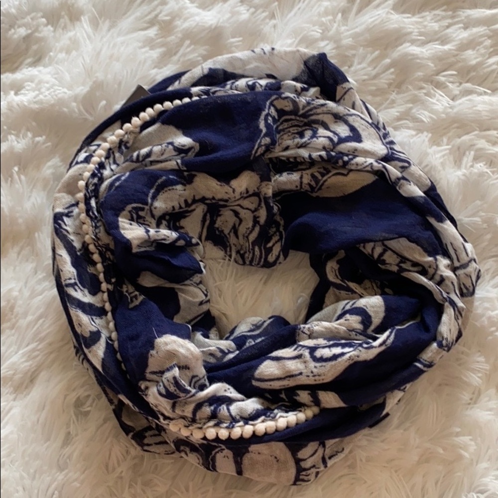 👙 Aerie Infinity Scarf Floral Hawaiian Print with Pompom Embellishment One Size
